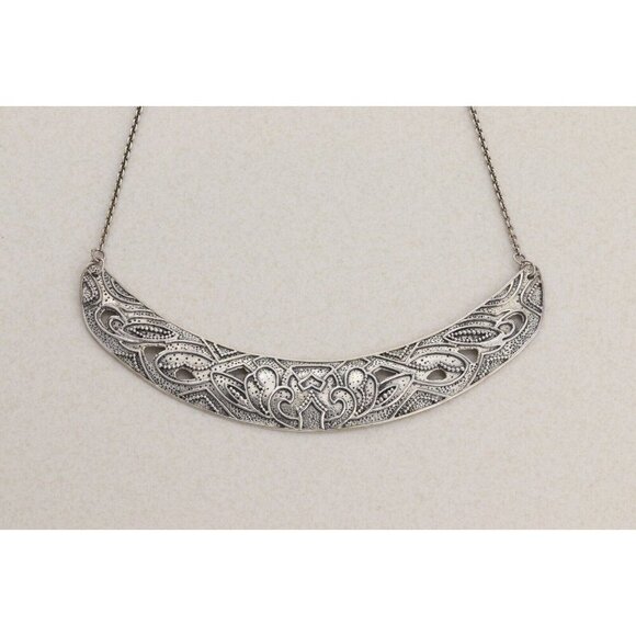Sterling Silver Ahead of the Curve Bib Necklace Silpada 16"-18" Adjustable - Picture 8 of 8